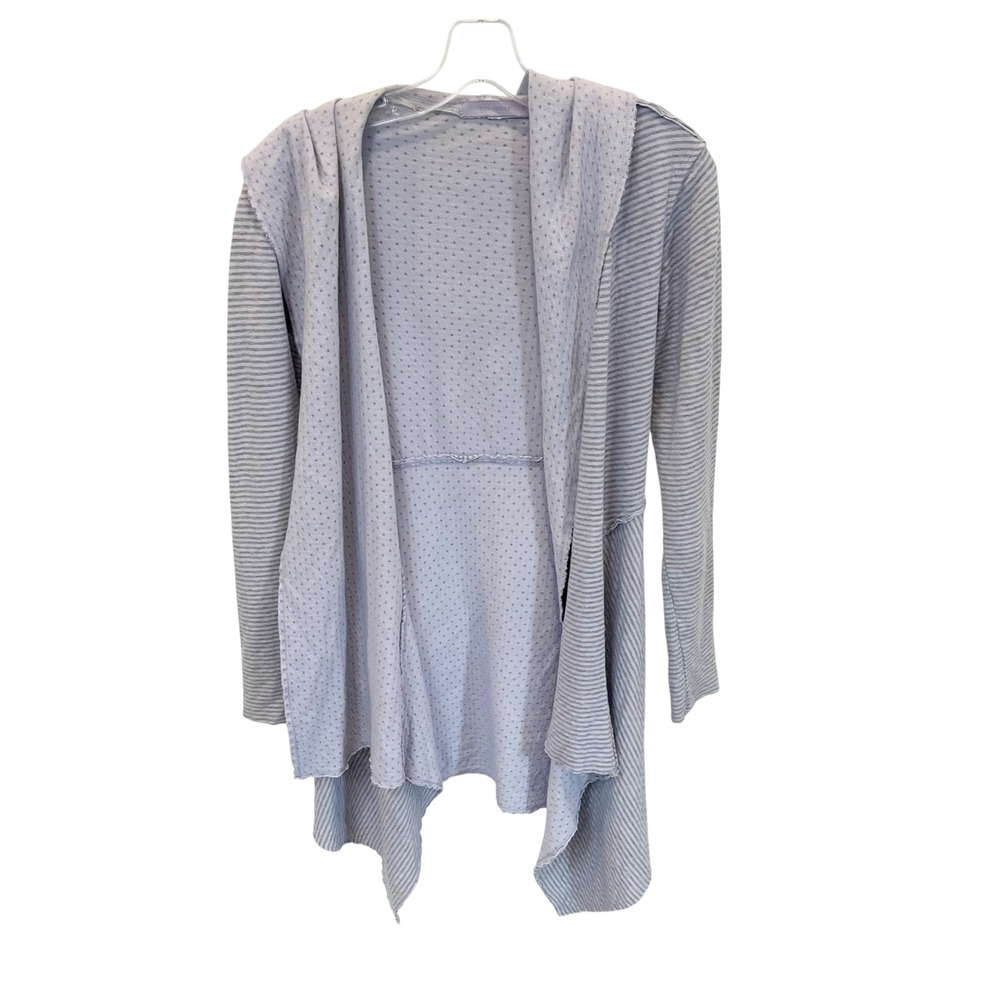 Cut Loose Hooded Cardigan Artsy Lagenlook Mixed Print Stripe Polka Dot - Size XS